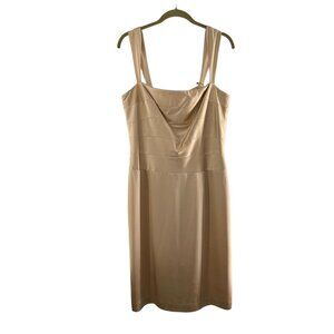 Talbots Womens Champagne Silk Sleeveless Midi Dress Size 14 Beige Y2K Fairy Read